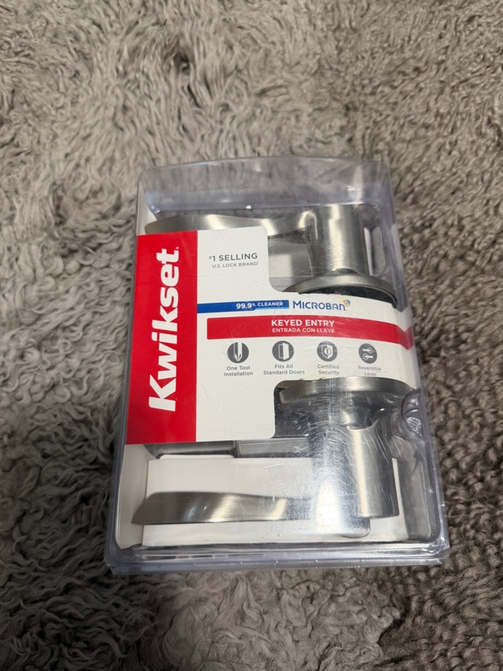 Kwikset Satin Nickel Keyed Entry Door Lever